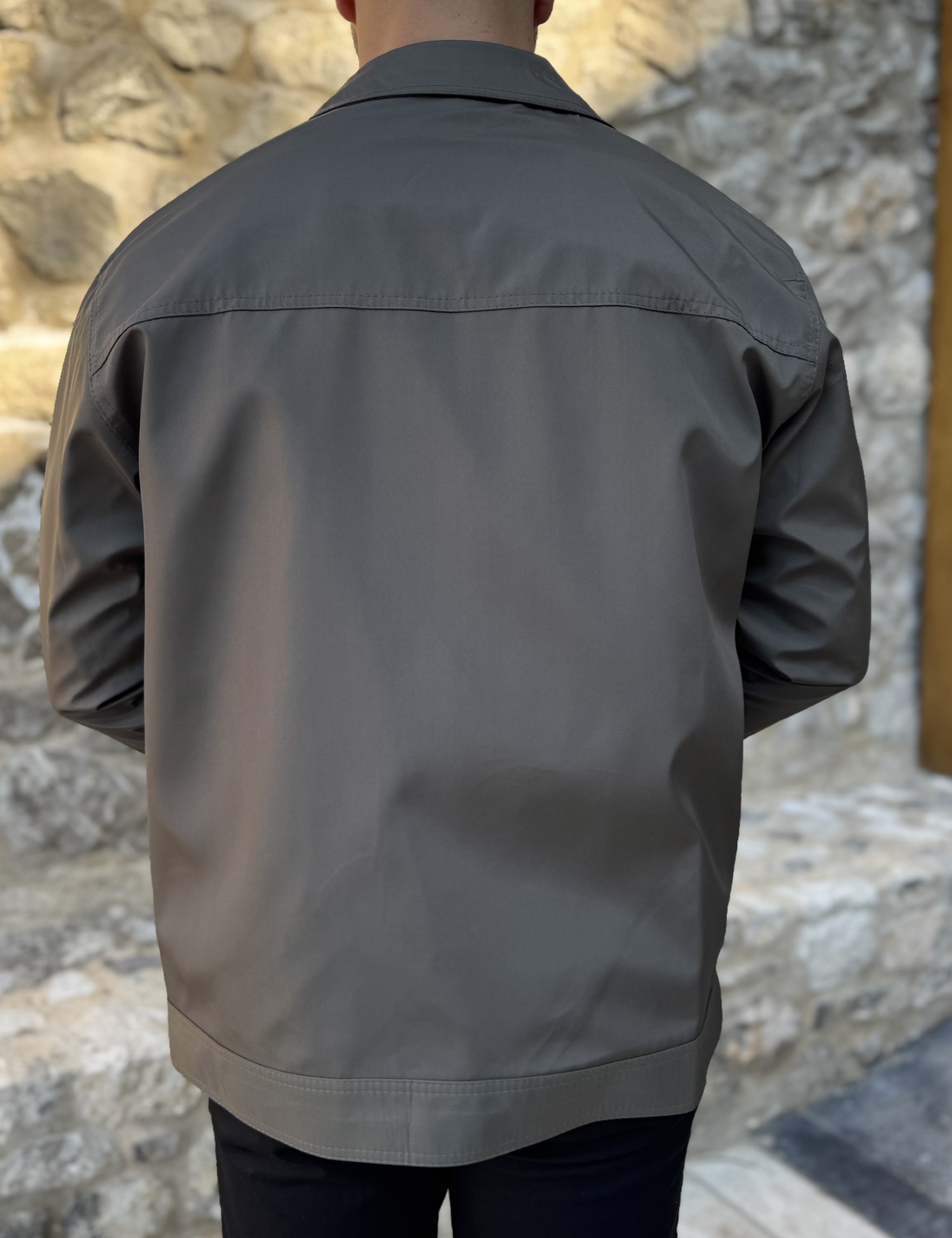 Ανδρικό λαδί ελαφρύ Jacket με γιακά D1920L φωτογραφία
